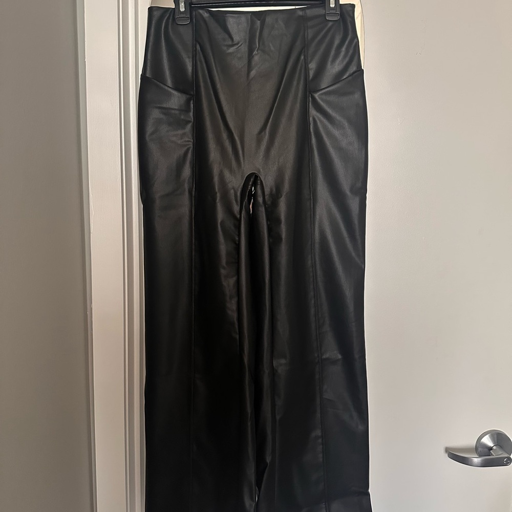 HALARA Black Faux Leather Pants
